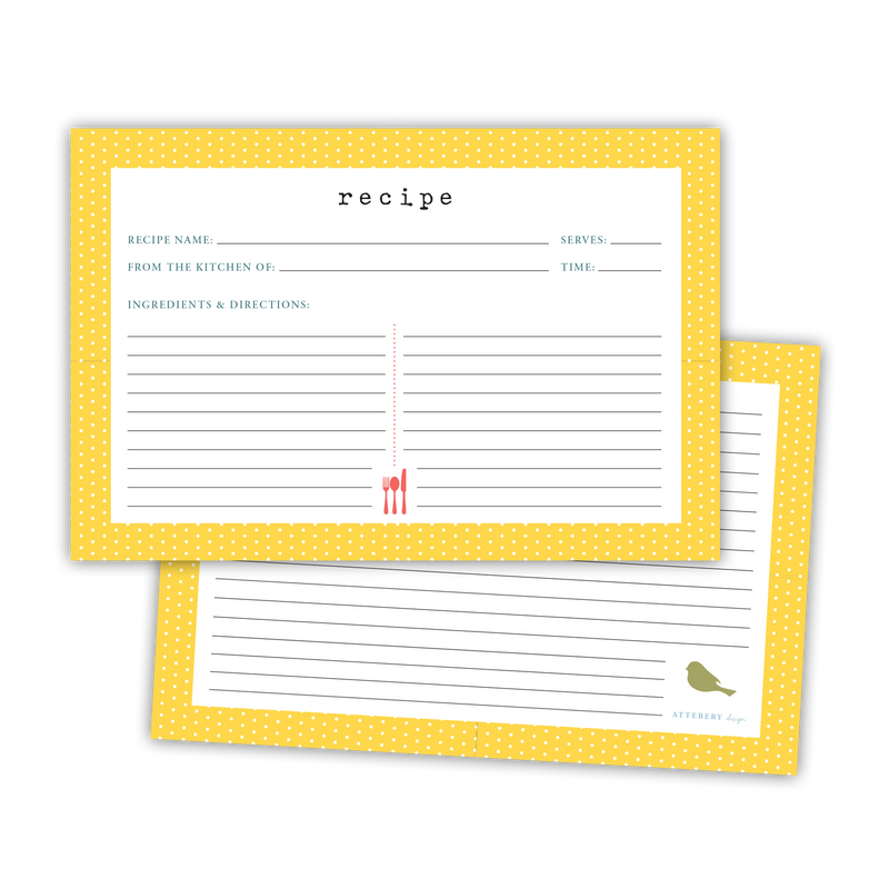 Polka Dot Recipe Cards (Yellow)